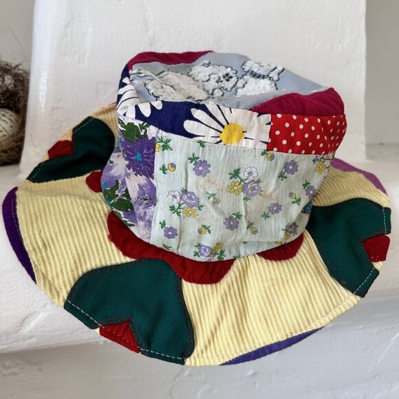 Groovy 70s Floppy Festival Hat Aardvarks Odd Ark Poodle Dogs Floral Hippie